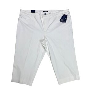 Chaps Women 24W White Capri Pants Mid Rise Slimming Stretch Classic Fit NWT